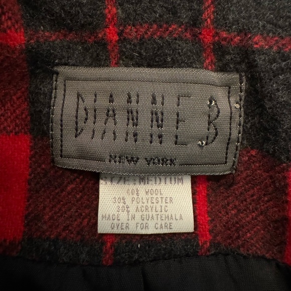 Vintage Red & Black Plaid wool blazer Size M oversized Academia Fall Boxy - Picture 6 of 15